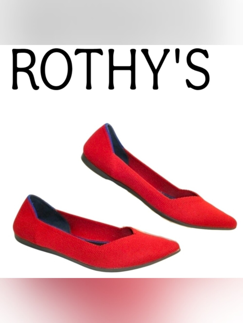 Rothy's Bright Red Textile Ballet Flat Women Size 7.5 38 The Point Comfort Shoes